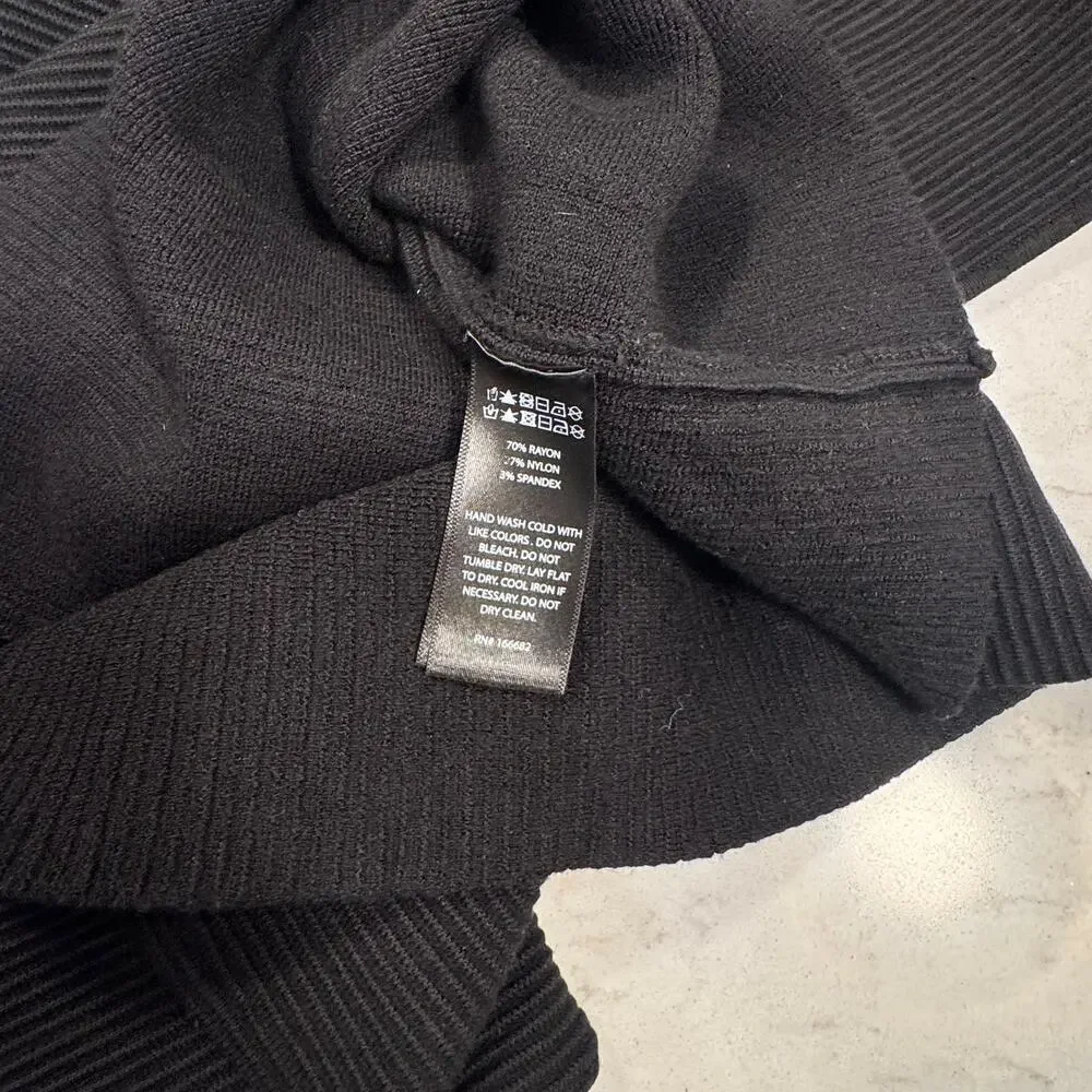 House of Harlow Knit Midi Dress Black Women's XS LBD Clean Minimalist Luxury - Picture 8 of 10